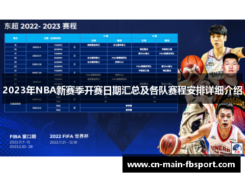 2023年NBA新赛季开赛日期汇总及各队赛程安排详细介绍